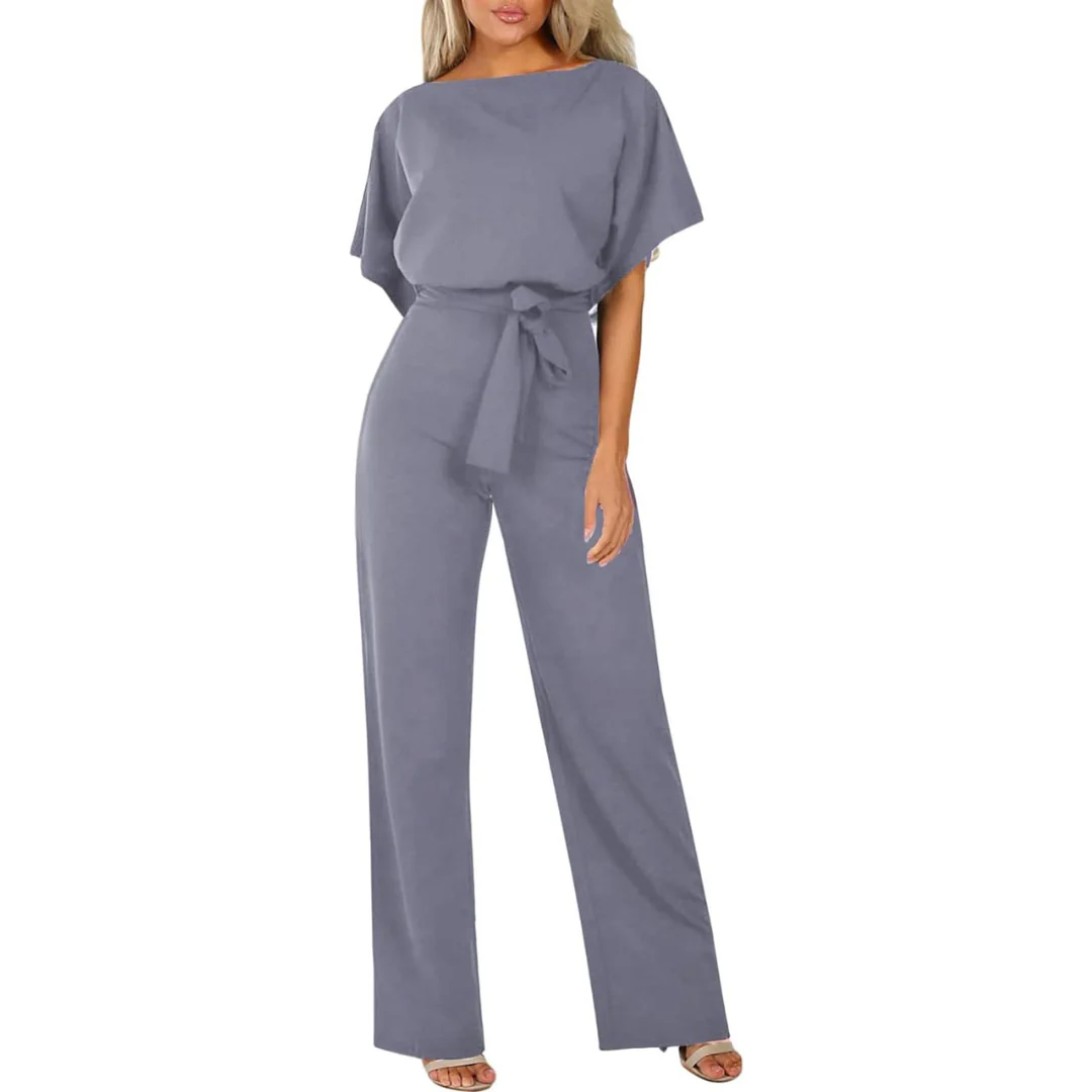 Dames Jumpsuit met Ceintuur en Wijde Pijpen – Elegante One-Piece Outfit