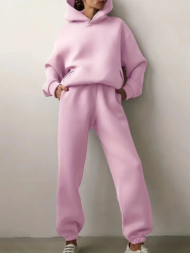 Dames hoodie-set – Relaxed fit met elastische zoom