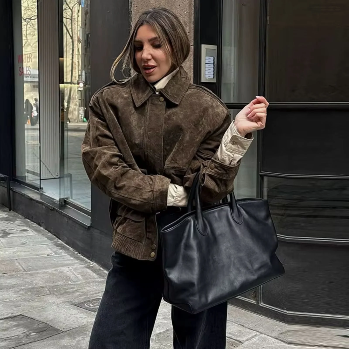 Oversized Suèdelook Jas met Tunnelzoom – Urban Utility