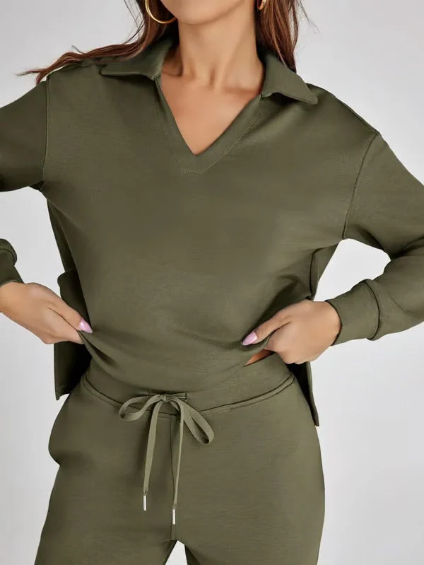 Tweedelige Lounge Set met Kraag – Casual Chic