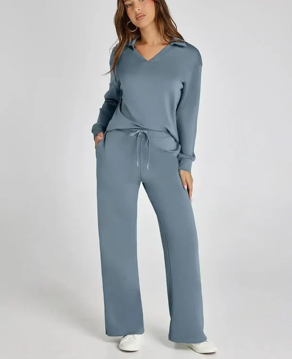 Tweedelige Lounge Set met Kraag – Casual Chic