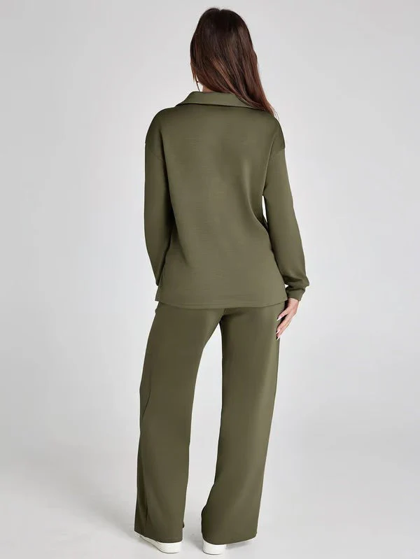 Tweedelige Lounge Set met Kraag – Casual Chic