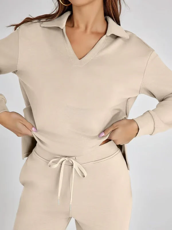 Tweedelige Lounge Set met Kraag – Casual Chic