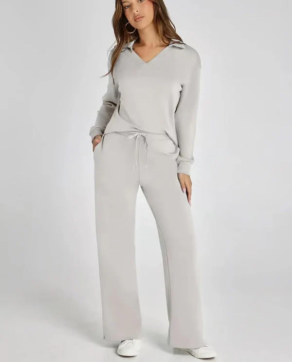 Tweedelige Lounge Set met Kraag – Casual Chic