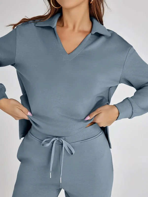 Tweedelige Lounge Set met Kraag – Casual Chic