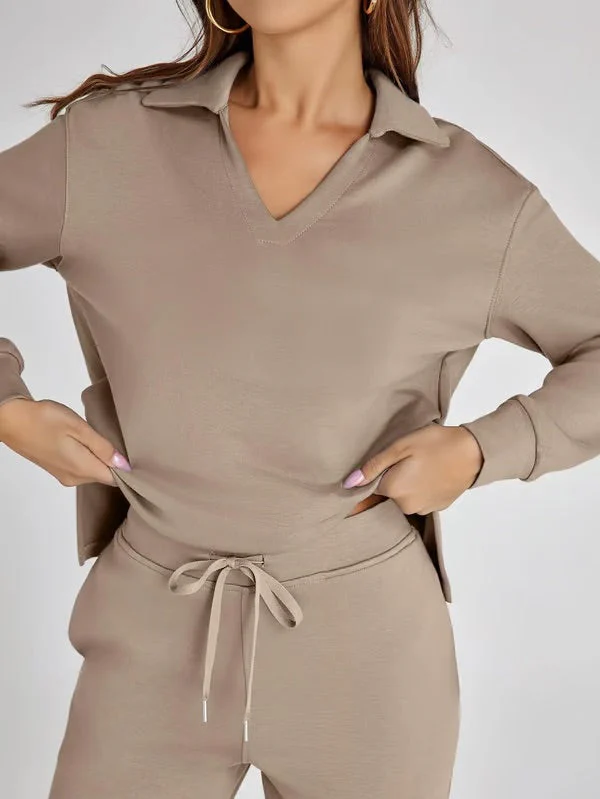 Tweedelige Lounge Set met Kraag – Casual Chic