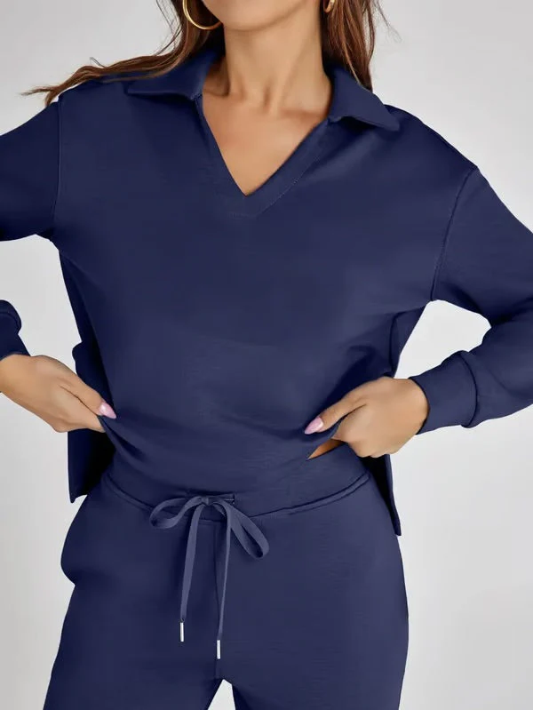 Tweedelige Lounge Set met Kraag – Casual Chic
