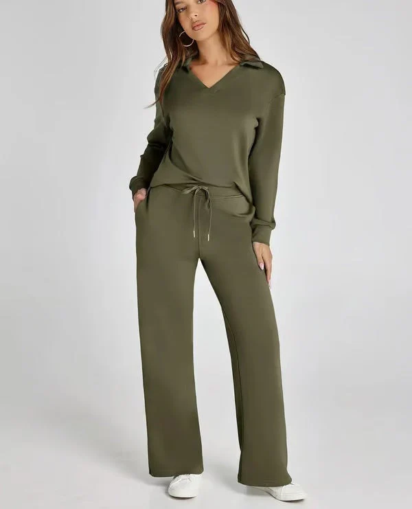 Tweedelige Lounge Set met Kraag – Casual Chic