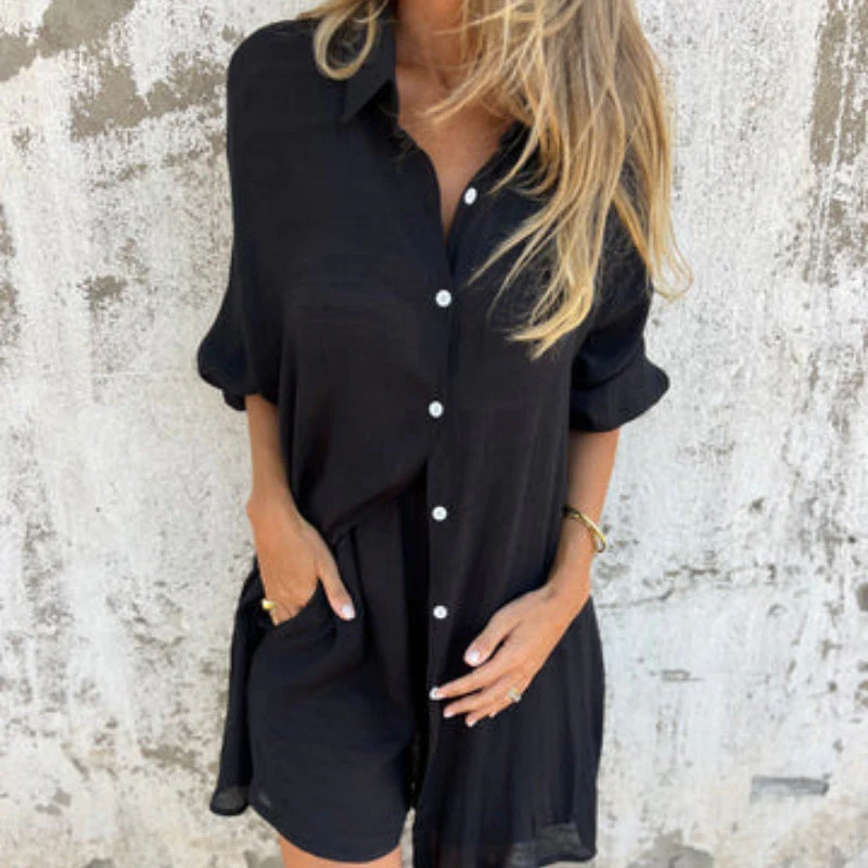 Luchtig Linnen Set – Oversized Blouse en Korte Broek