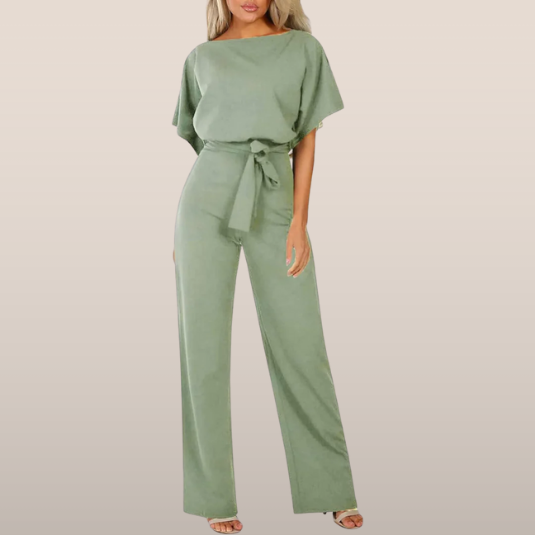 Dames Jumpsuit met Ceintuur en Wijde Pijpen – Elegante One-Piece Outfit