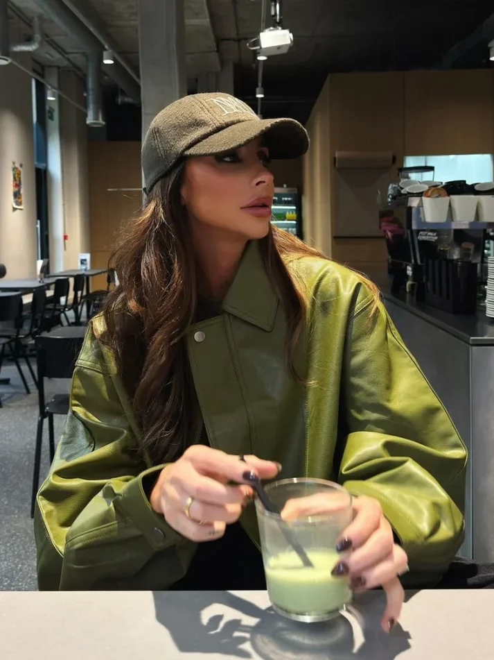 Oversized PU-Leren Jas met Knoopsluiting – Streetstyle Statement
