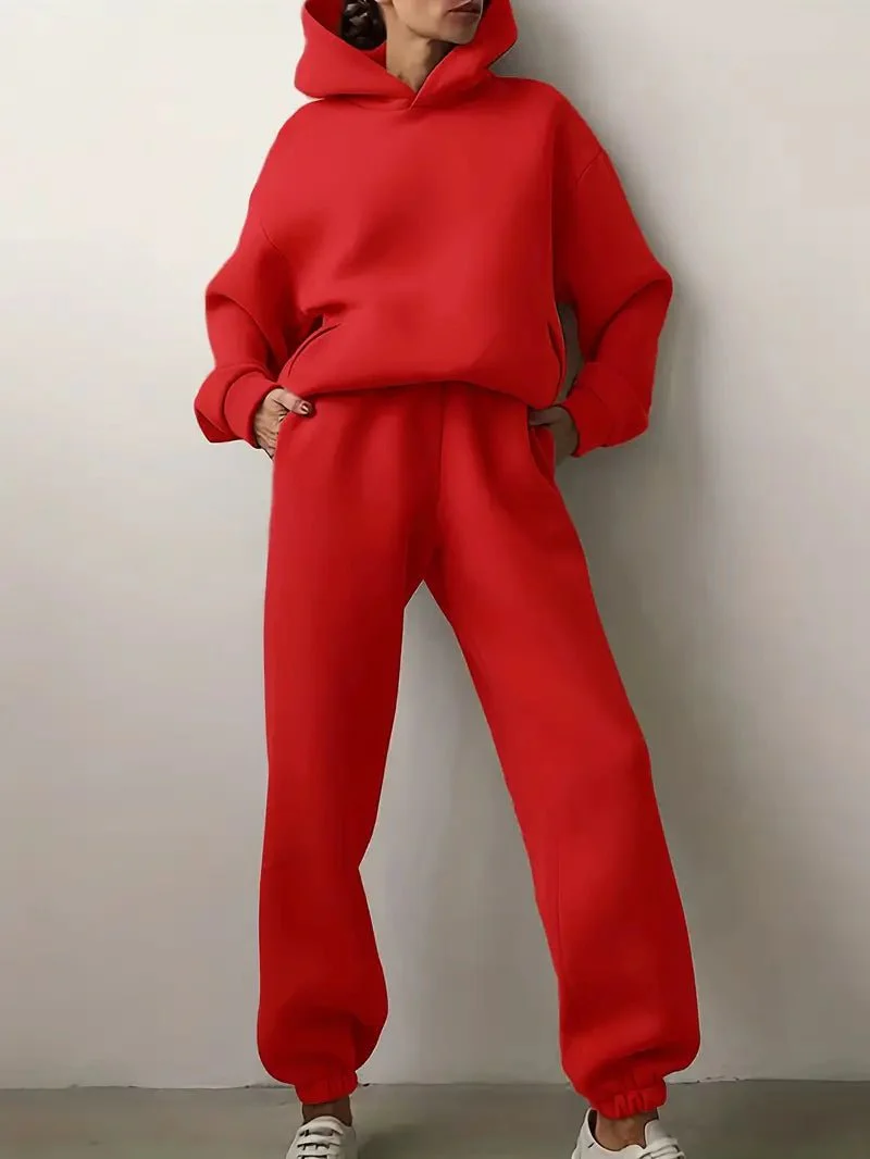 Dames hoodie-set – Relaxed fit met elastische zoom
