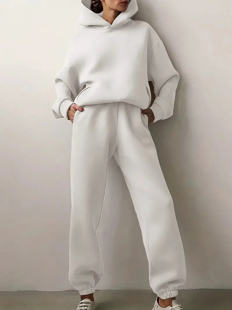 Dames hoodie-set – Relaxed fit met elastische zoom