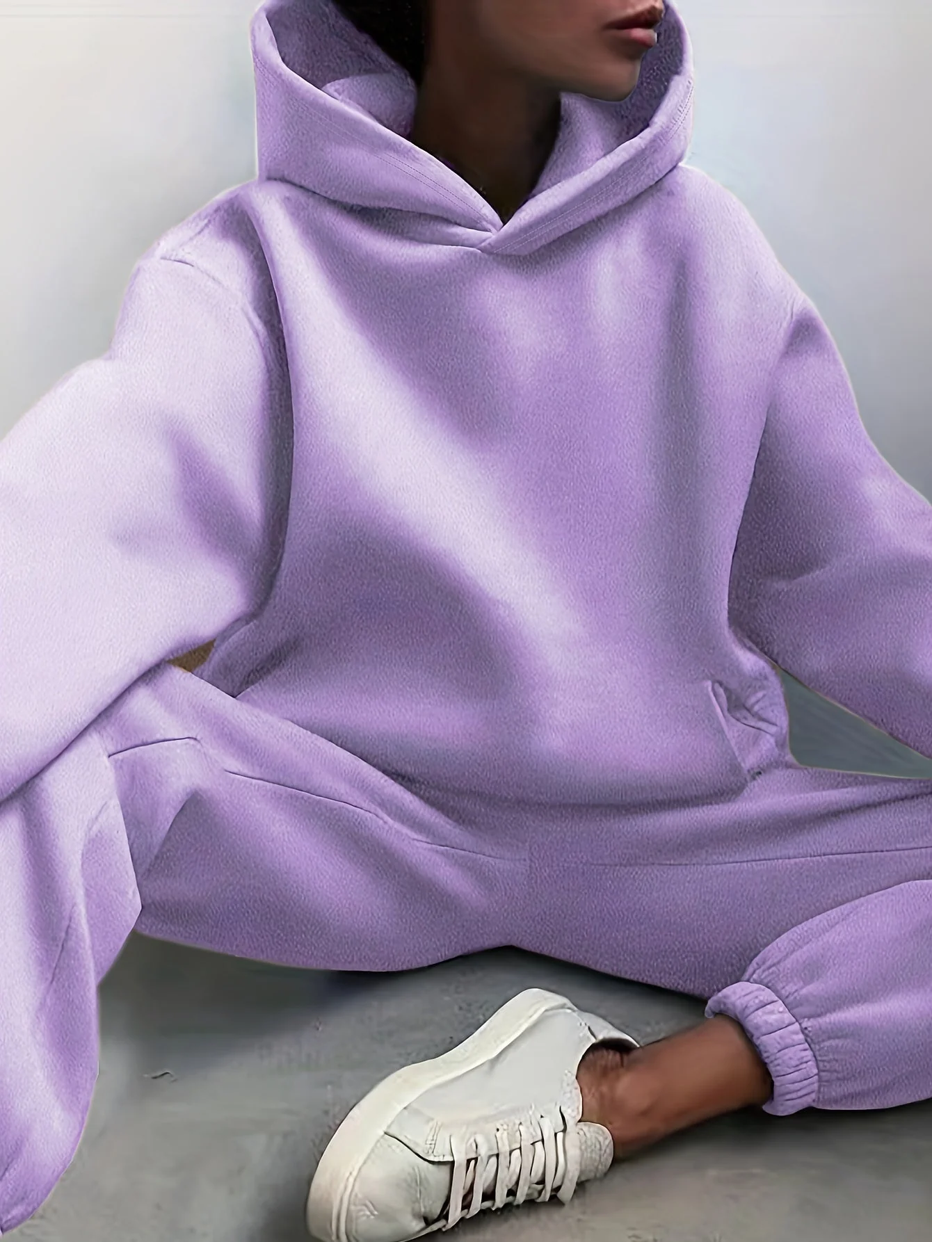 Dames hoodie-set – Relaxed fit met elastische zoom