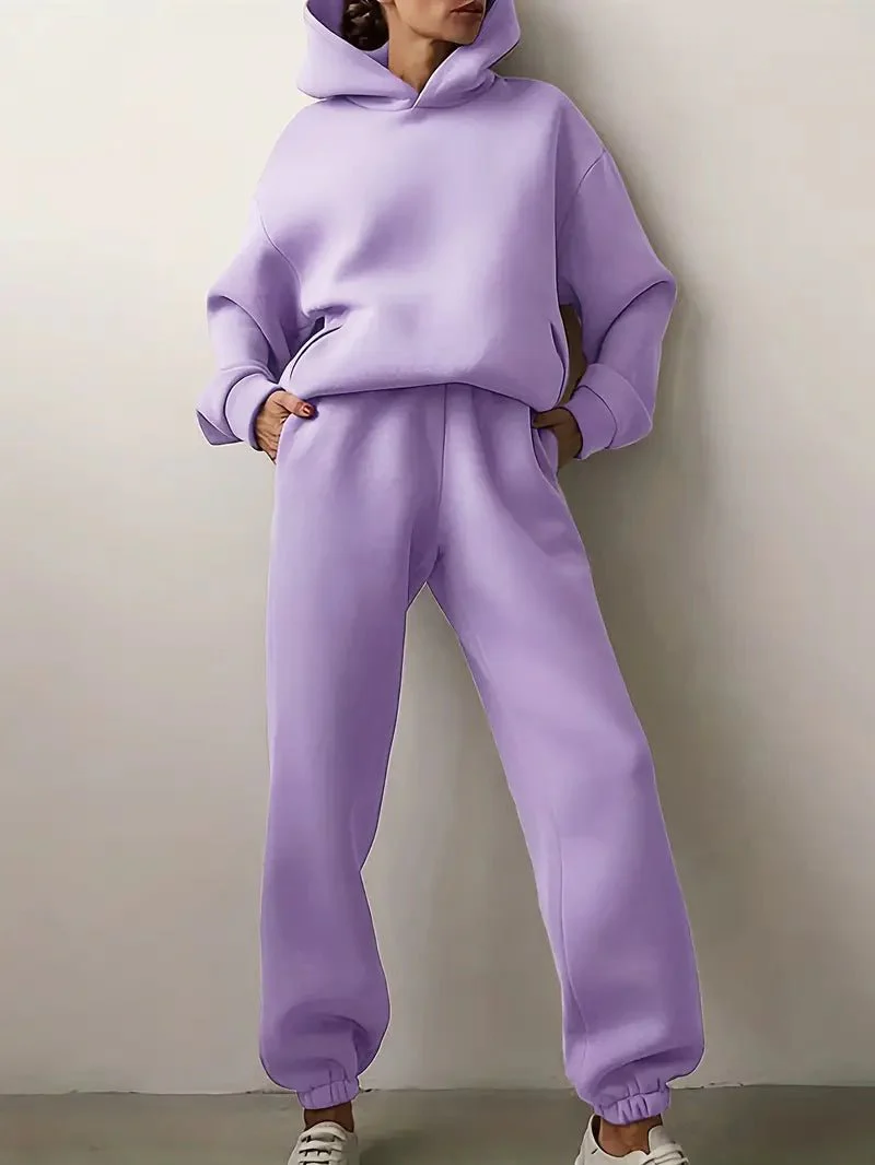 Dames hoodie-set – Relaxed fit met elastische zoom