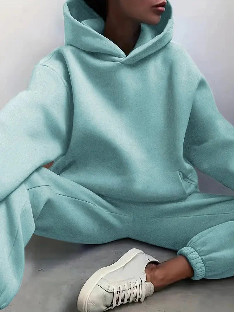 Dames hoodie-set – Relaxed fit met elastische zoom