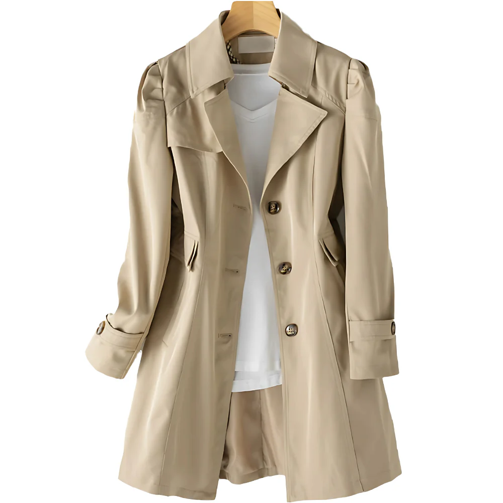 Dames Trenchcoat met Knopen – Tussenseizoensjas met Kraag