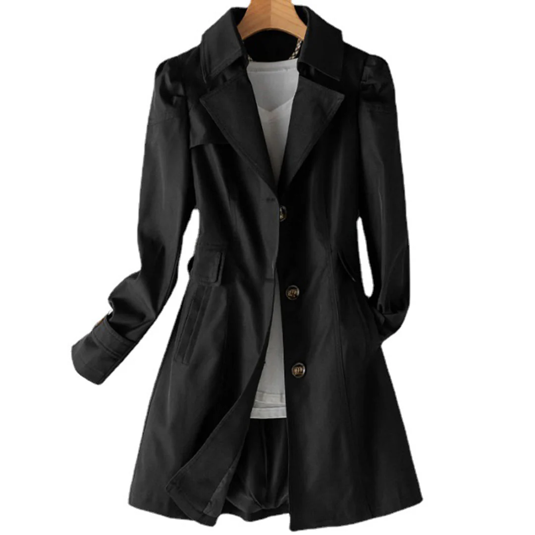 Dames Trenchcoat met Knopen en Reverskraag – Lente Herfst Jas