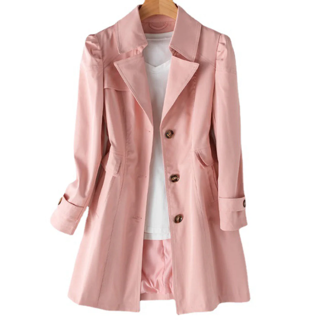 Dames Trenchcoat met Knopen en Reverskraag – Lente Herfst Jas