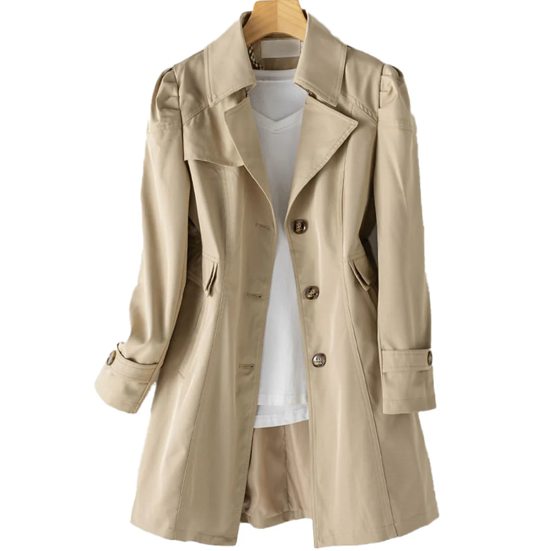 Dames Trenchcoat met Knopen en Reverskraag – Lente Herfst Jas