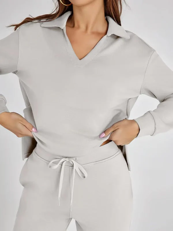Tweedelige Lounge Set met Kraag – Casual Chic