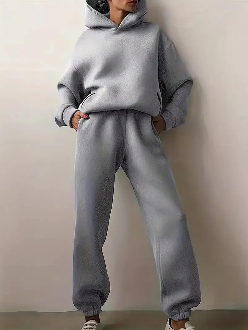 Dames hoodie-set – Relaxed fit met elastische zoom