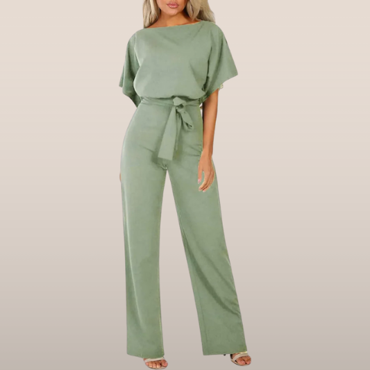 Dames Jumpsuit met Ceintuur en Wijde Pijpen – Elegante One-Piece Outfit