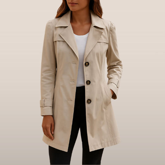 Dames Trenchcoat met Knopen – Tussenseizoensjas met Kraag